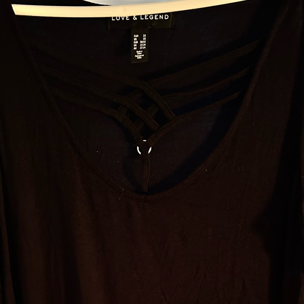 Love & Legend 2x Black Strappy Tank Top. Real cute front - new or like new